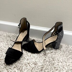 Elegant Black and Silver Women's Heels Size 9